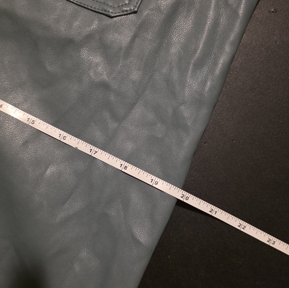 7 For All Mankind Faux Leather Shirt Dress Button Down Teal Size S - Picture 10 of 10